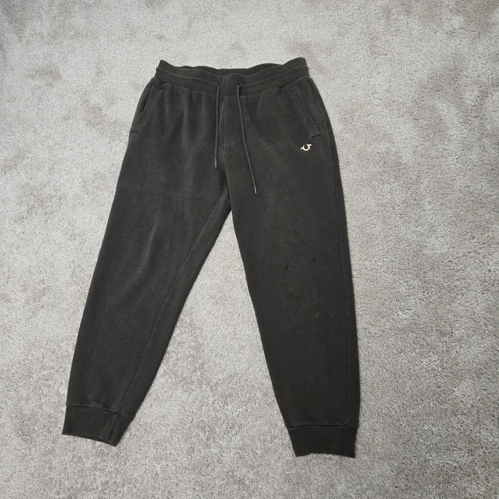 True Religion Men's Logo Horseshoe Jogger Sweatpants Large Brown Color‎ Pockets